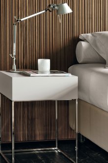 Bedside table made of metal and white plastic