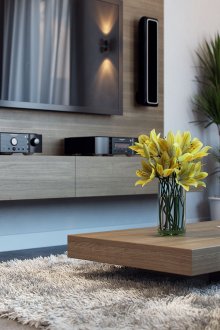 Low wooden coffee table