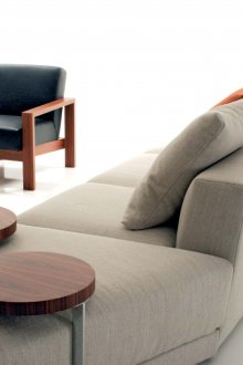 Comfortable round cushioned coffee tables