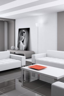 Low white coffee table in the living room