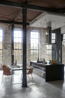 Стоманена колона в интериора