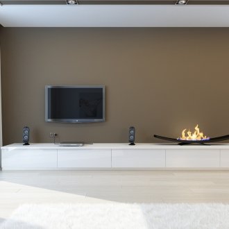 Бежови, кафяви и бели цветове в интериора на голяма всекидневна