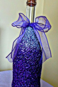 Декупаж бутилка шампанско искри за нова година