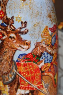 Коледни бутилки за шампанско