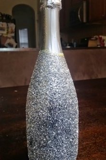 Сребърни бутилки за шампанско за декупаж за нова година