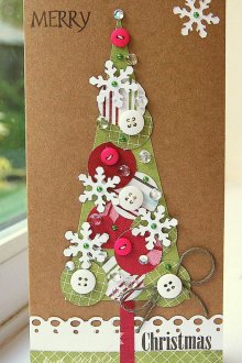 Коледна картичка, изработена от занаятчийска хартия