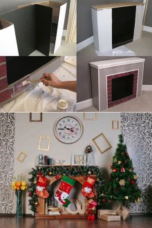 Weihnachtskamin aus dem Kasten heraus schrittweise