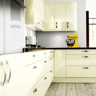 Ванилна цвят заоблена кухня