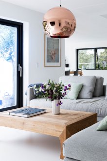 Solid wood table in the living room