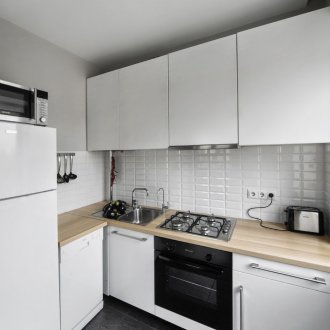 White kitchen in a one-room Khrushchev