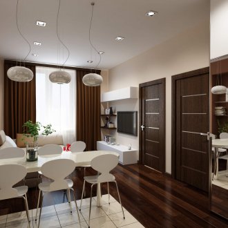 One-room Khrushchev design in brown