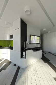 Design of one-room Khrushchev with modular furniture