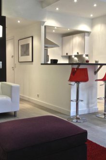 Bar counter in a studio apartment