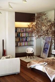 Brown studio apartment interior