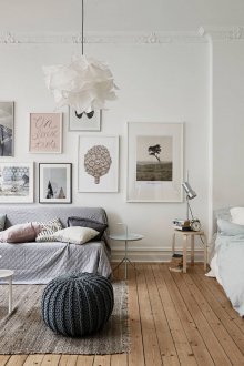 Studio apartment with a bed