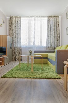 Folding sofa in a studio apartment