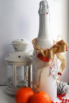 Новогодишен декор шампанско бутилка мъниста