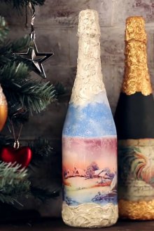 Декупаж Новогодишна бутилка шампанско