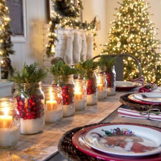 Новогодишна украса за маса 2019 в селски стил.