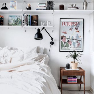 Reka bentuk bilik tidur gaya retro yang sempit