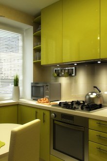 Кухня 6 кв.м зелена