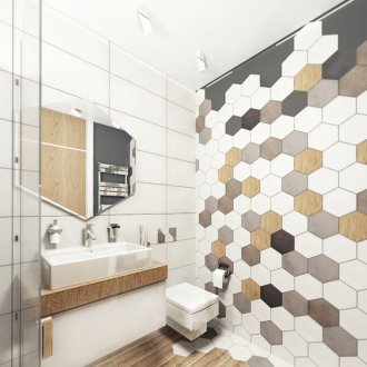 Бяла баня с шестоъгълни плочки