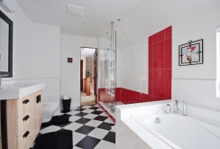 Red accent in the bathroom