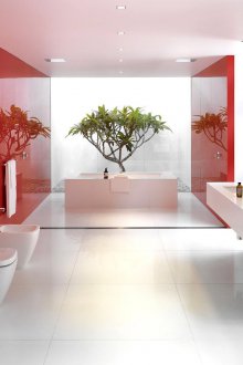 Rote Wände im Badezimmer