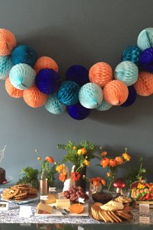 Decoration of children's birthday with paper balloons.