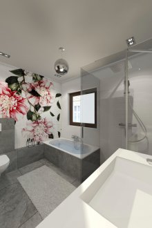 Комбинирана баня с картина на стената