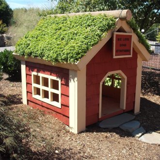 Кучешка къща с растения