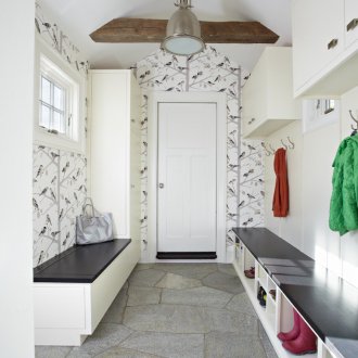 Бял тапет с птици