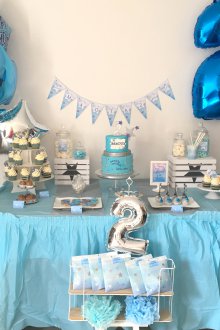 Decoration of a children's holiday table for a boy
