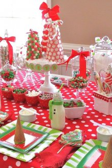 Decoration of children's New Year's festive table