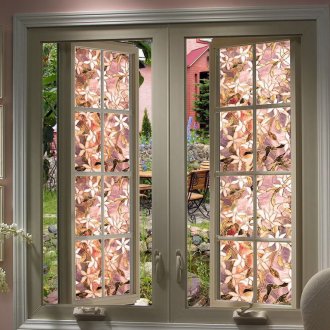 Stained-glass windows with a floral pattern in the house