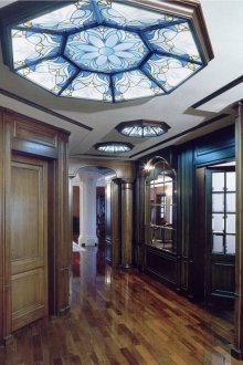 Polygonal Stained Glass Inserts in the Ceiling
