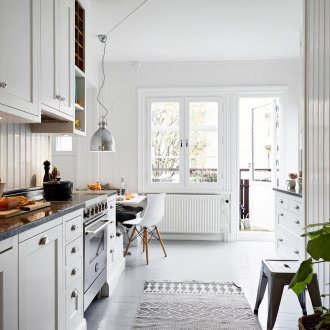 The situation of a studio apartment in white