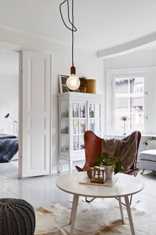 Furnishing studio apartment with bay window