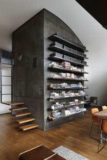 Industrial-style studio apartment furnishings