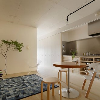 The atmosphere of a one-room apartment in the style of minimalism