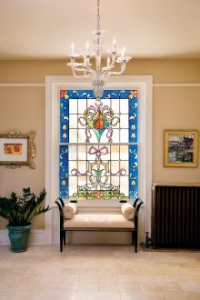 Beautiful stained glass window in the living room