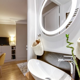 Furnishing studio apartment with bathroom