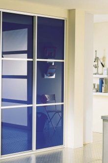 Гардероб плъзгащ син