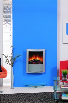 거실의 파란 벽난로