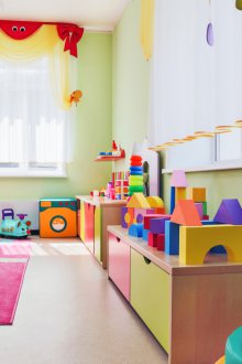 Kindergarten Gruppendekoration mit Spielzeug