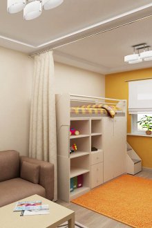 Kawasan kanak-kanak untuk bayi baru lahir dengan tirai