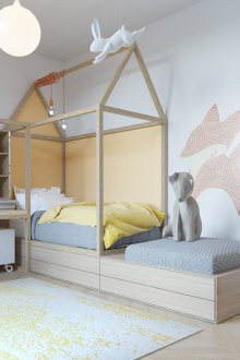 Детска стая в Хрушчов със снимка на стената