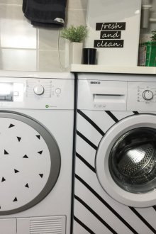 Печатана пералня в банята.