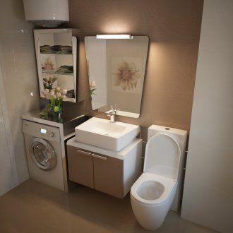 Пералня в банята със защитен панел