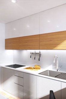 Reka bentuk dapur kecil yang berkilat